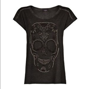 Mango beaded skull oversized tee